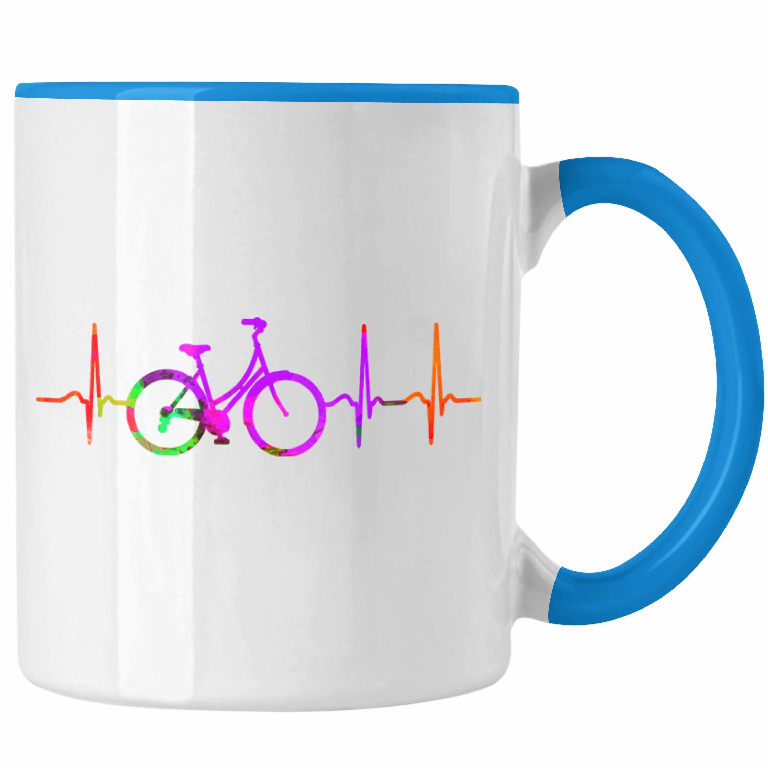 Trendation Tasse Tasse Fahrradfahrer Herzschlag Grafik Geschenk für Radfahrer Blau
