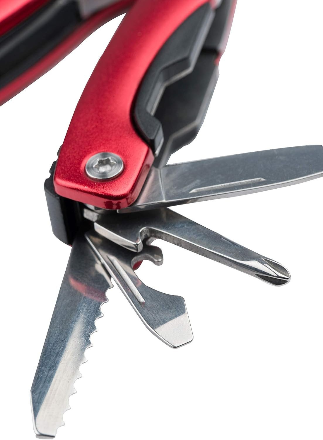 Munkees Multitool Kompaktes Werkzeug mit 7 Funktionen aus Edelstahl, rot, (1 St)
