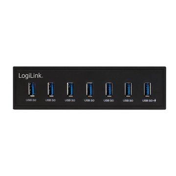 LogiLink USB 3.0 Hub 5,25" 7-Port USB-Ladegerät (intern, mit Schnellladeport, schwarz)