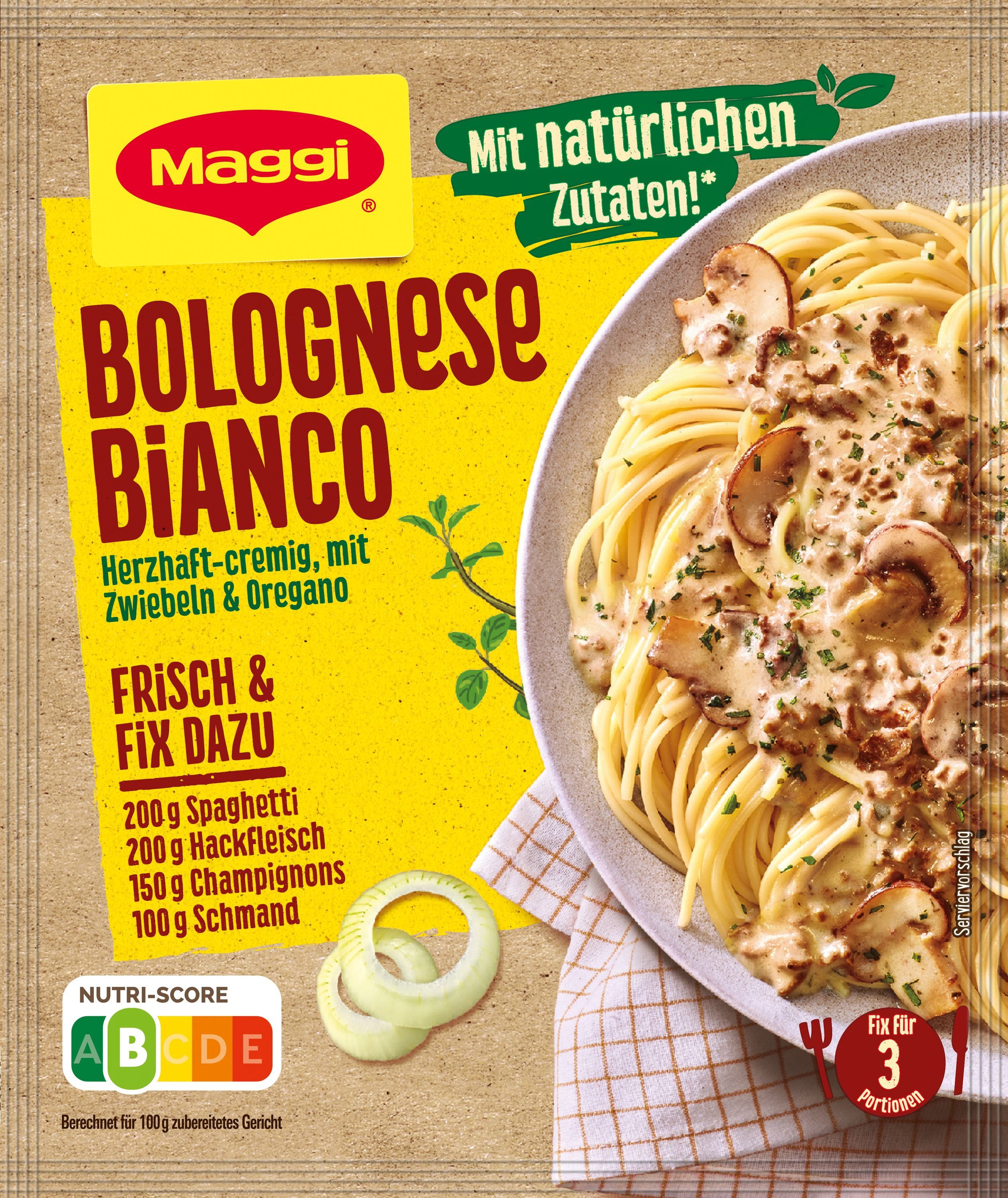 MAGGI Saucen, Maggi Fix Bolognese Bianco cremig mild gewürzt ideal zu Pasta 38g