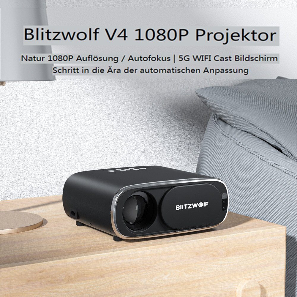 Bluetooth 5.0, BLiTZWOLF 1000:1, WIFI 5G (1920 px, 1080 1080P-Projektor Beamer Autofokus, x tragbar)