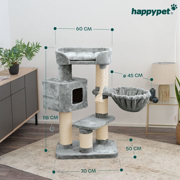 Happypet Kratzbaum MC1370, 118 cm, Premium Katzenbaum für große Katzen, 15 cm Stämme