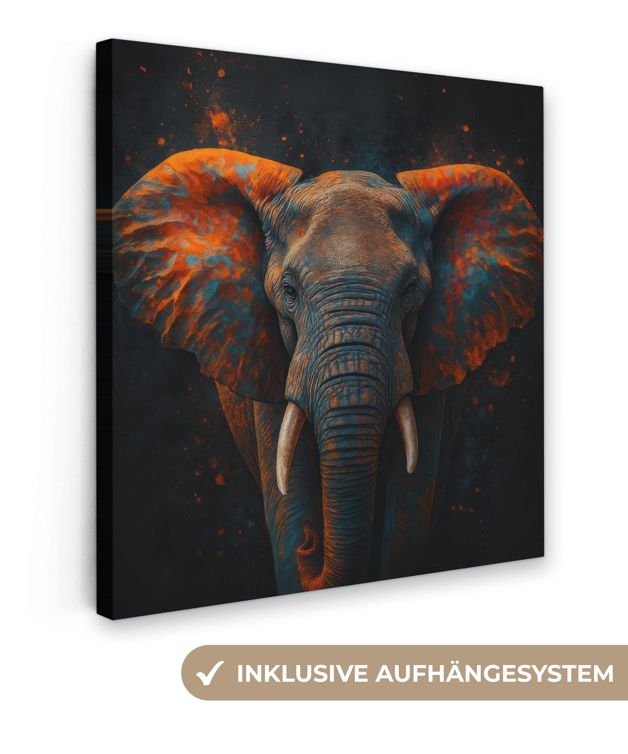 OneMillionCanvasses® Leinwandbild Elefant - Orange - günstig online kaufen