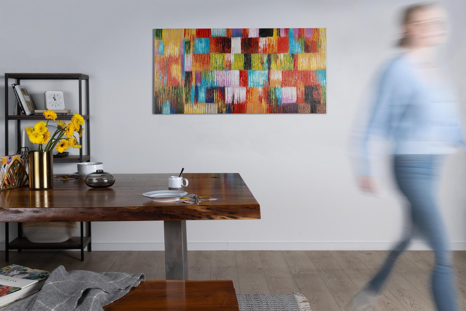 KUNSTLOFT Gemälde Eine Hommage ans Leben 140x70 cm, Leinwandbild 100% HANDGEMALT Wandbild Wohnzimmer