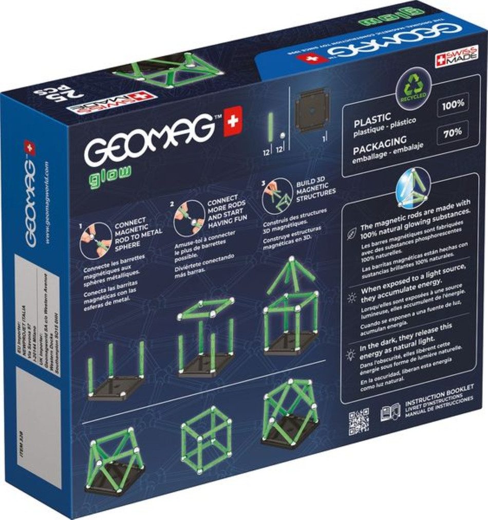 Geomag™ Lernspielzeug 60 tlg. magnetisches Konstruktionsspielzeug. Schwerkraft + Magnetismus (25-St), Kombinierbar mit anderen Sets der Reihe Classic und Panels