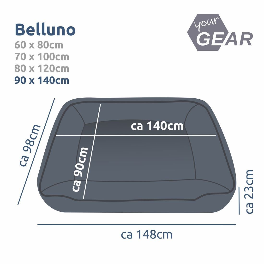 yourGEAR Tierbett your GEAR Belluno 90x140cm orthopädisches Hundebett Hunde günstig online kaufen