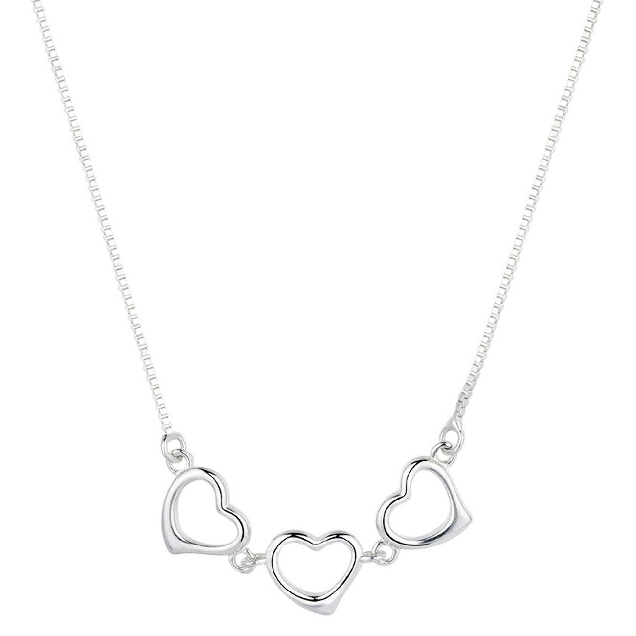 Kette mit Anhänger Halskette Damen Herzkette Silber 925 39 cm