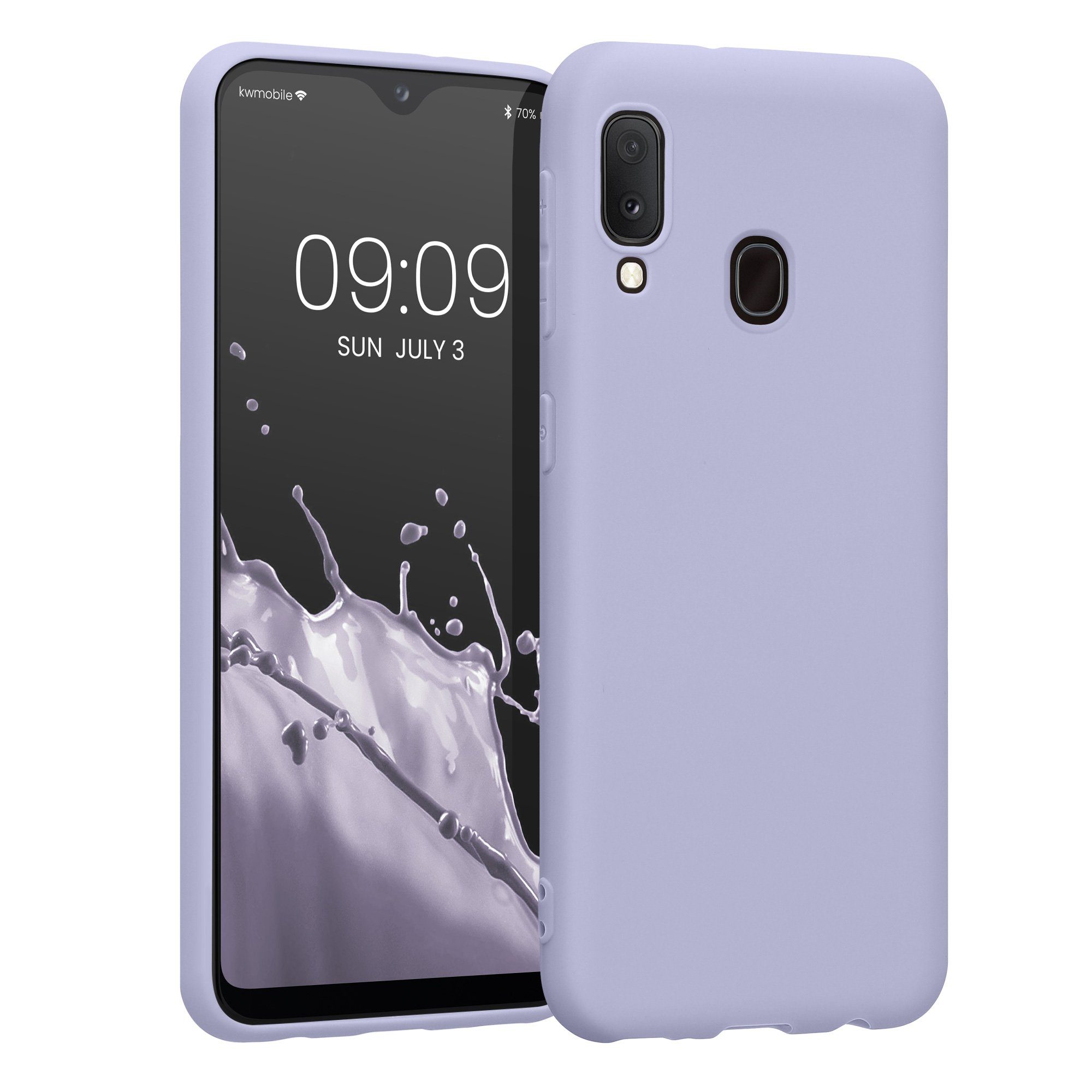 kwmobile Handyhülle Hülle für Samsung Galaxy A20e, Hülle Silikon - Soft Handyhülle - Handy Case Cover - Pastell Lavendel