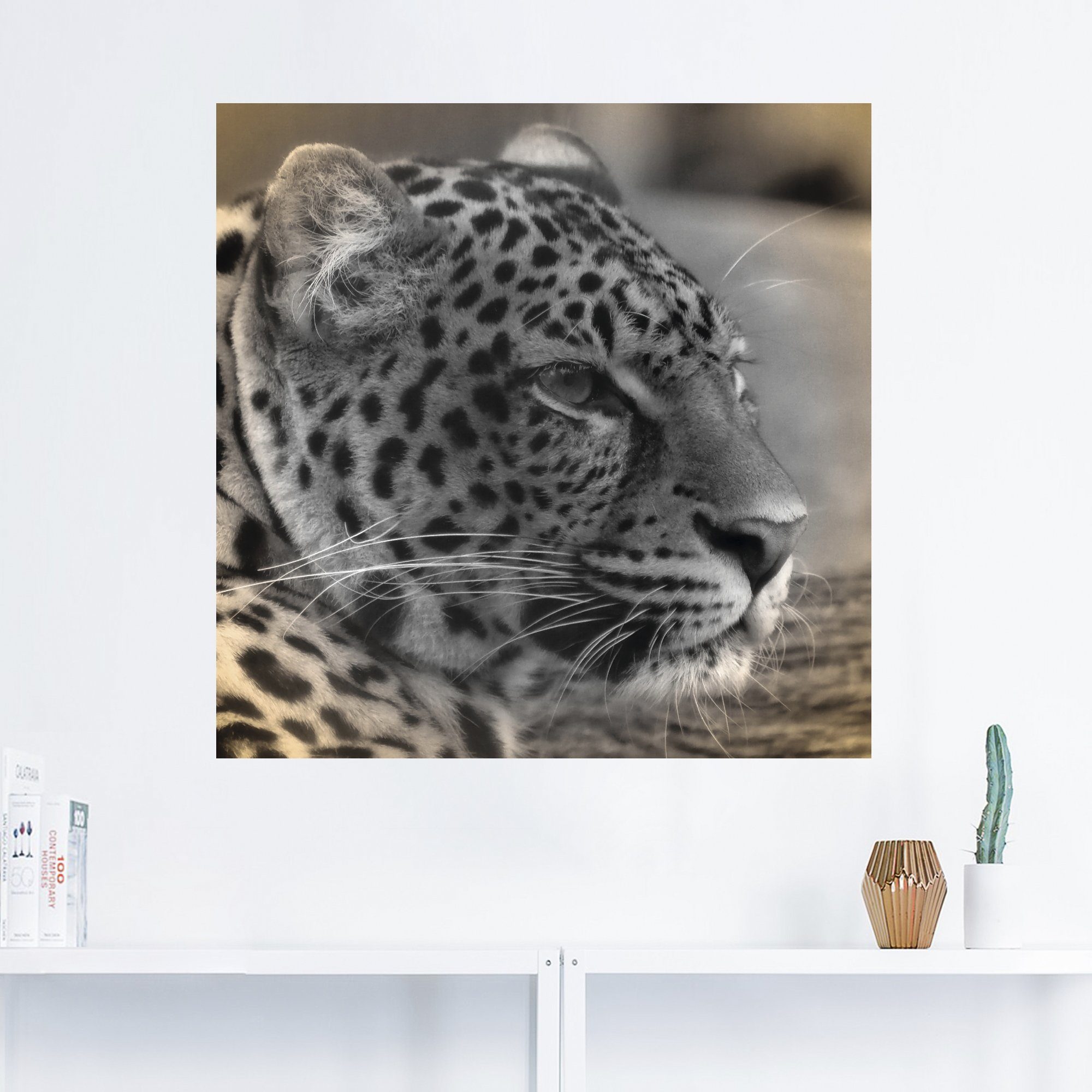 oder (1 Poster versch. Größen Alubild, Leinwandbild, Wandbild in Profil, als Artland St), Wandaufkleber Wildtiere Leopard