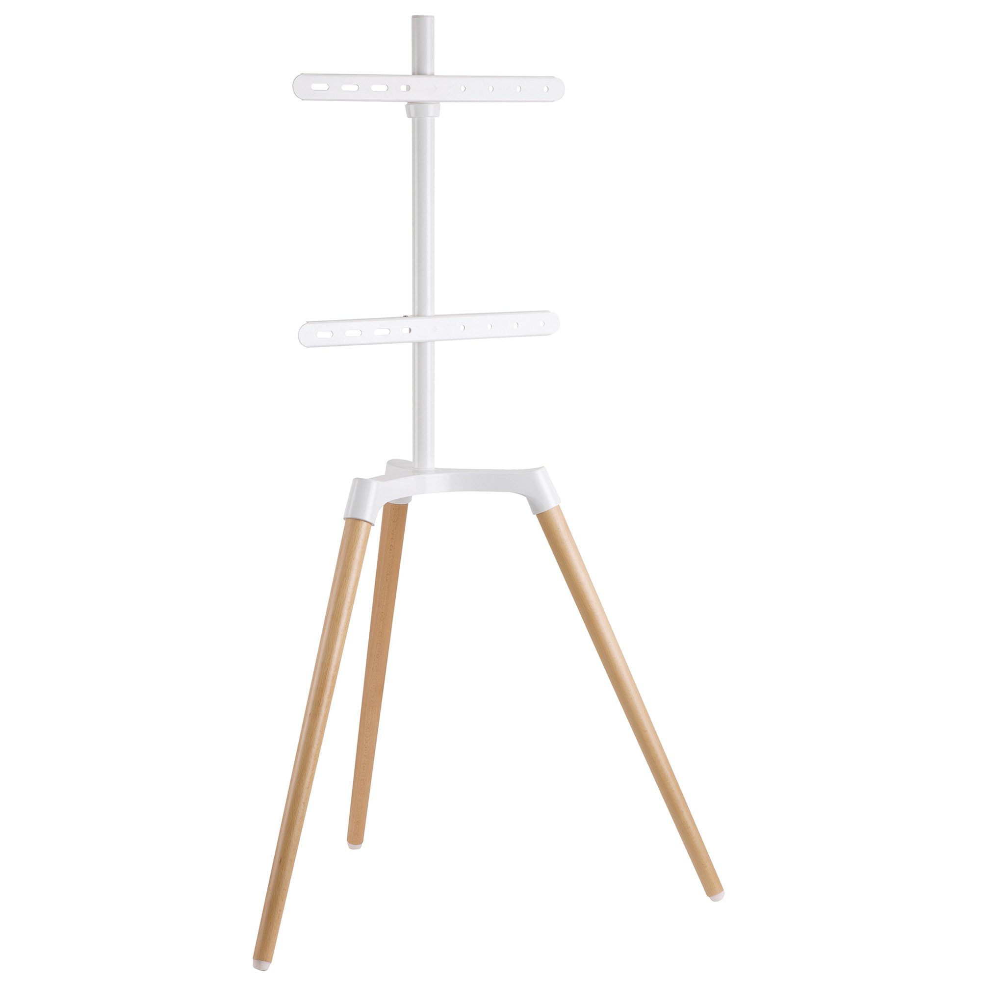 TV-Ständer Design Staffelei TV-Stativ - Halterung bis 65" & 35 kg (Weiß/Buche)