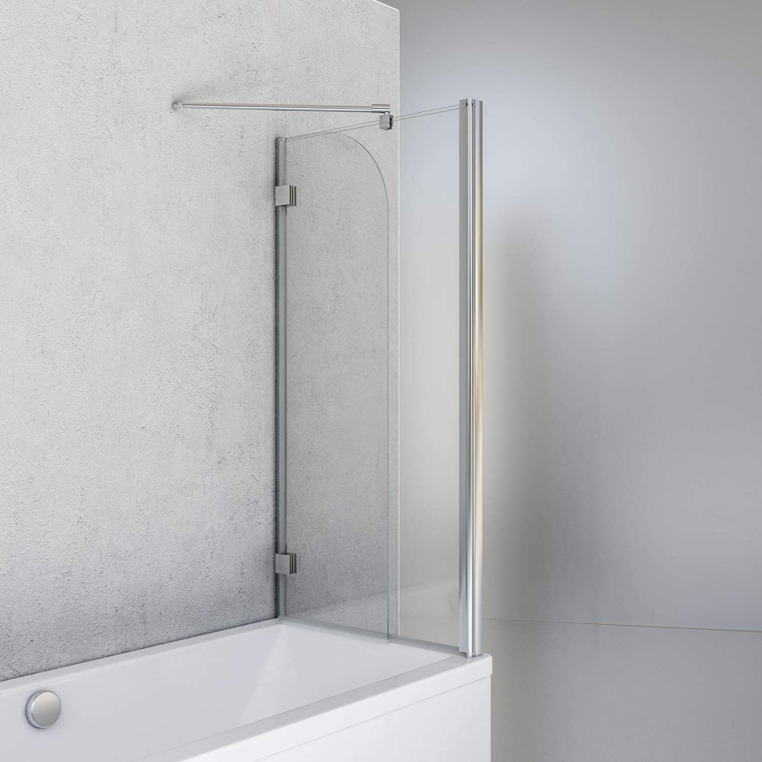 Schulte Badewannenfaltwand Angle 112 x 142 cm ESG, Glas, 2-teilig mit Festelement Chromoptik