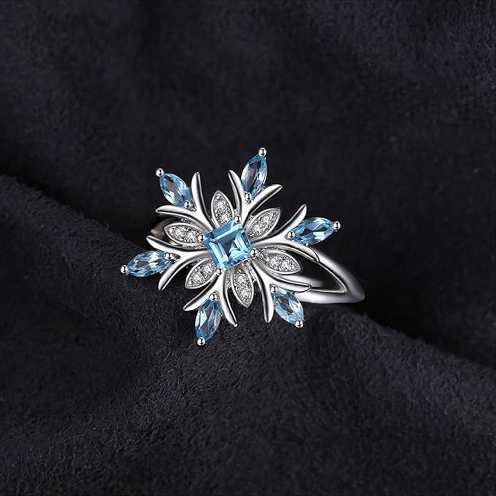 Frauen Schneeflocke blau Naturstein WaKuKa Ring Diamantring