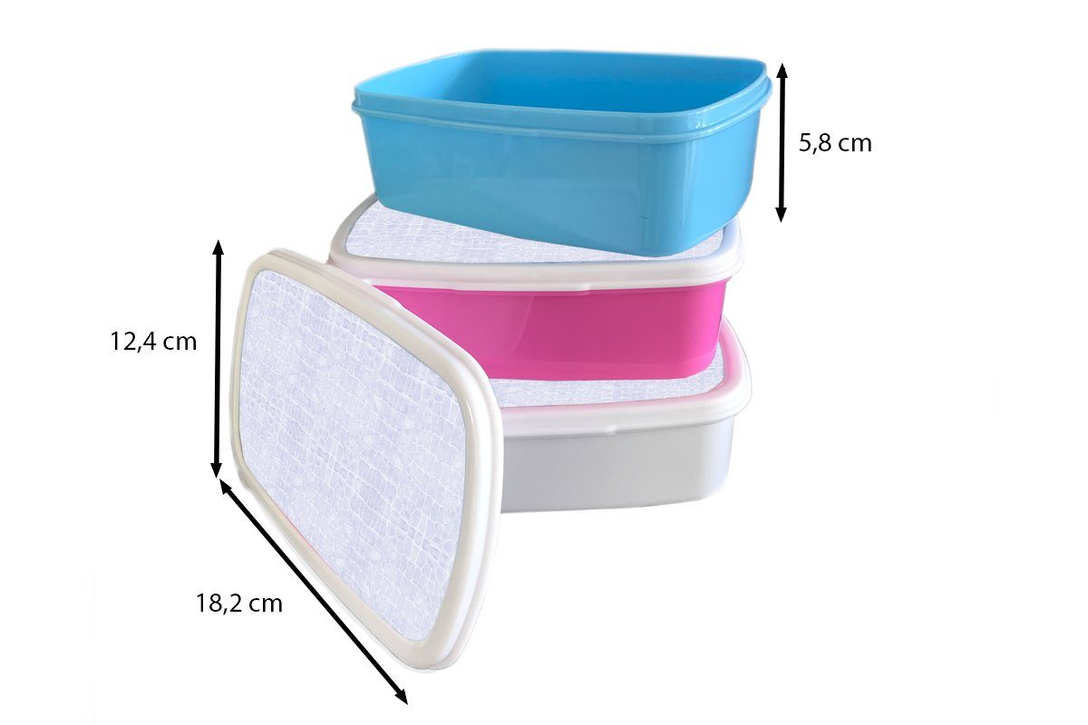 MuchoWow Lunchbox Leder für weiß Brotdose, Kinder für - Textur Erwachsene, und Tierhaut, Brotbox und Kunststoff, Jungs - Mädchen (2-tlg)