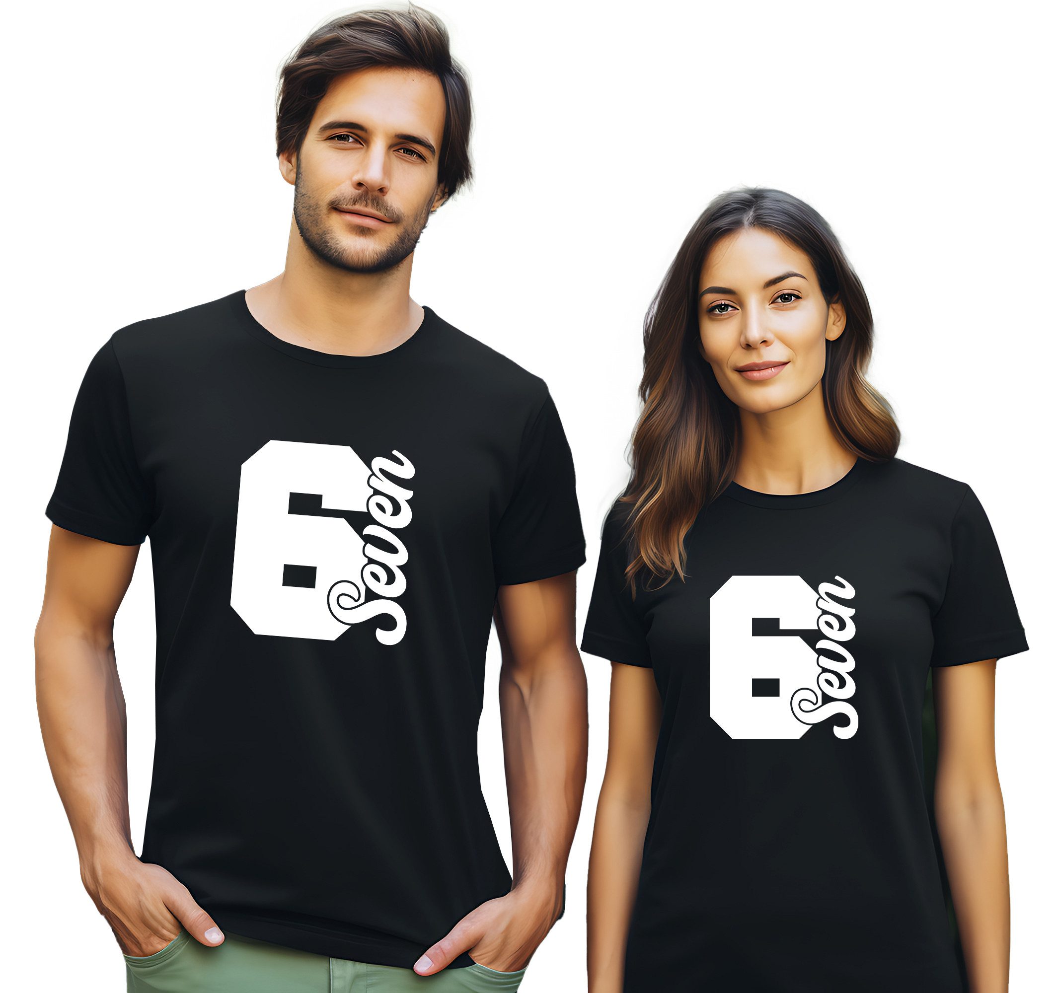MyDesign24 T-Shirt Herren oder Damen Printshirt 6 7 Sixseven T-Shirt i766