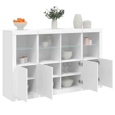 vidaXL Sideboard Sideboards mit LED-Leuchten 3 Stk. Weiß Holzwerkstoff (3 St)