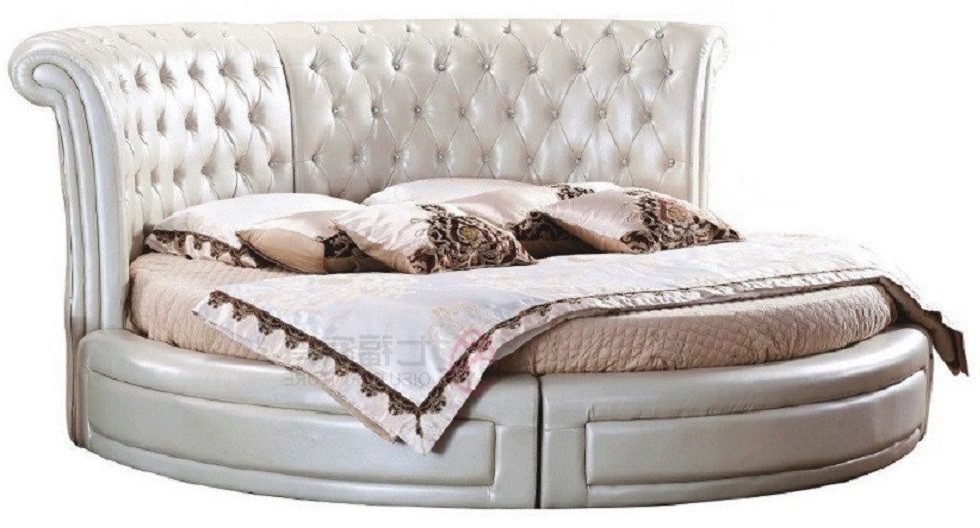 Xlmoebel Rundbett Chesterfield-Bett in edlem Textil-Leder-Mix (Chesterfield-Bett, 1-tlg., Chesterfield Bett), Hergestellt in Europa