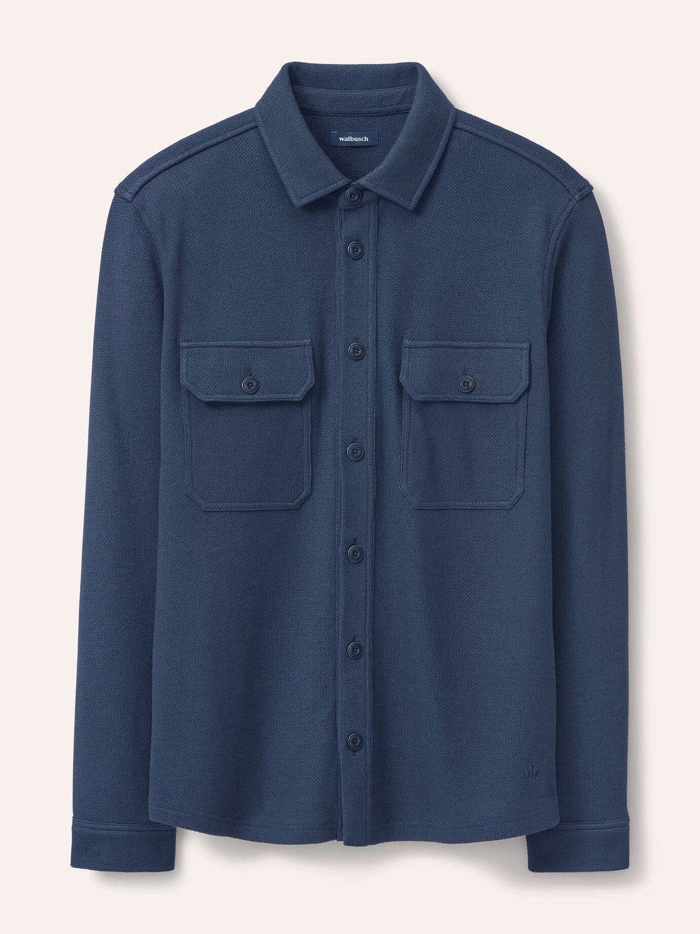 Walbusch Strickjacke Herren Overshirt mit Struktur Hemdkragen, Hemdkragen