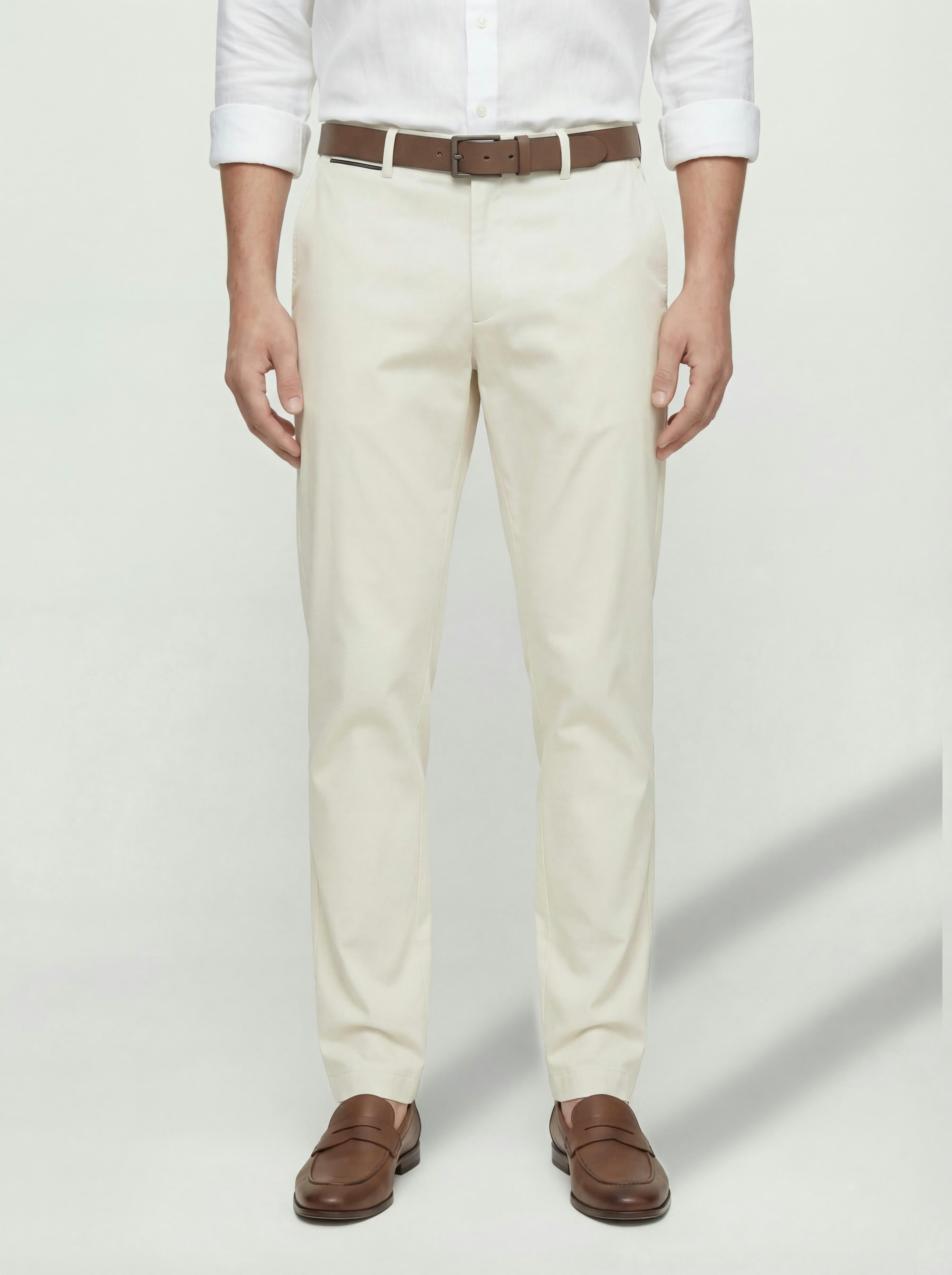 Hiltl Chinos Peaker S Chino Hose Herren Regular Fit Chino 365, ecru, 52 Formstabil, elastisch & mit feiner Satinstruktur