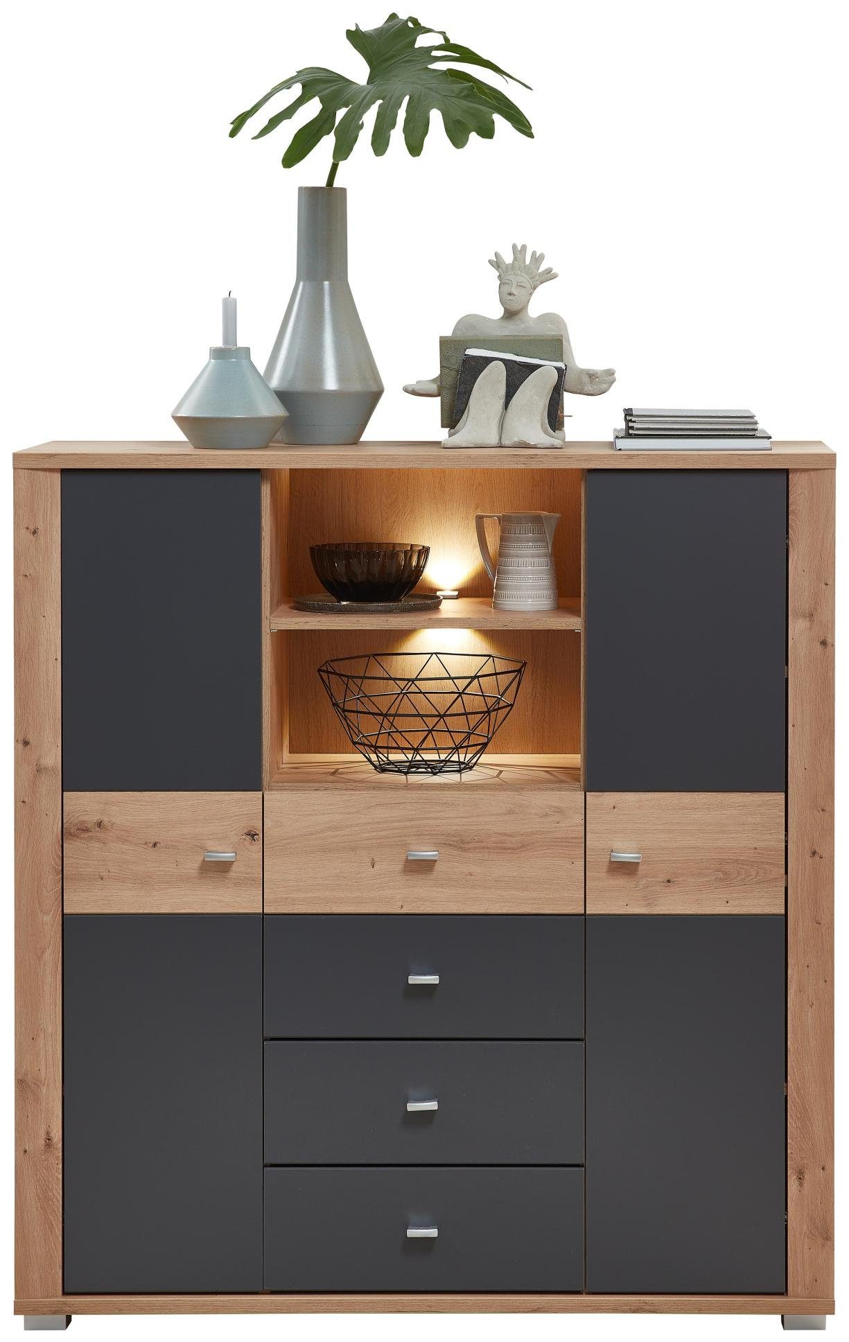 Innostyle Highboard Highboard PABLO Artisan Eiche - Graphit