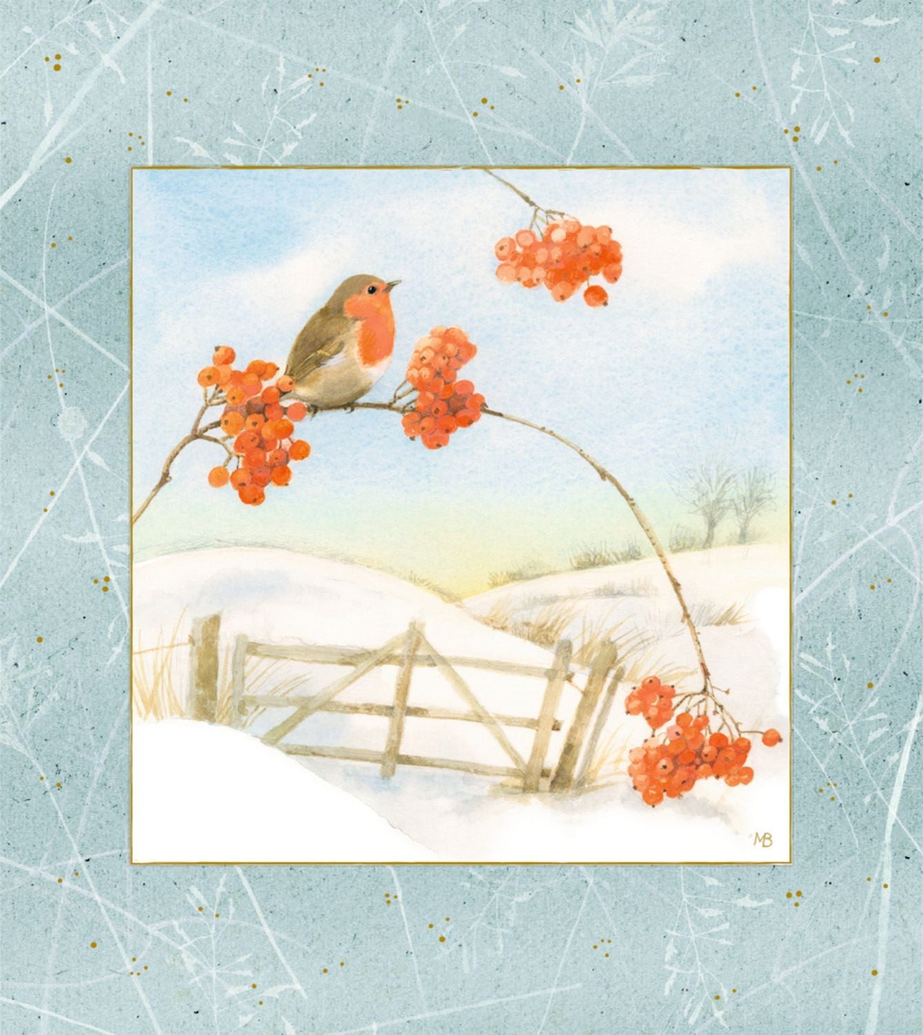 Coppenrath Wandkalender Wand-Adventskalender – Wintermorgen mit Rotkehlchen