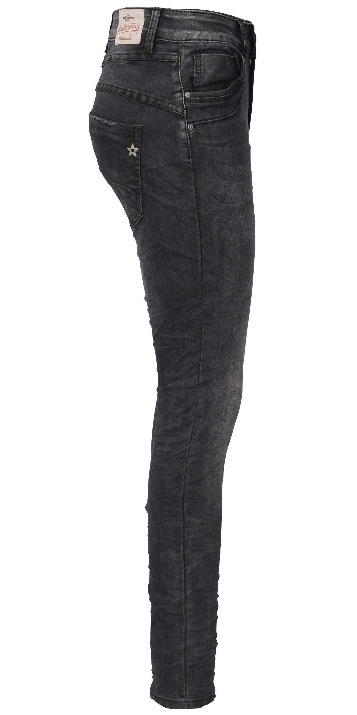 Jewelly Regular-fit-Jeans Jeans, Schwarze Stretch Jeans Five-Pocket im günstig online kaufen
