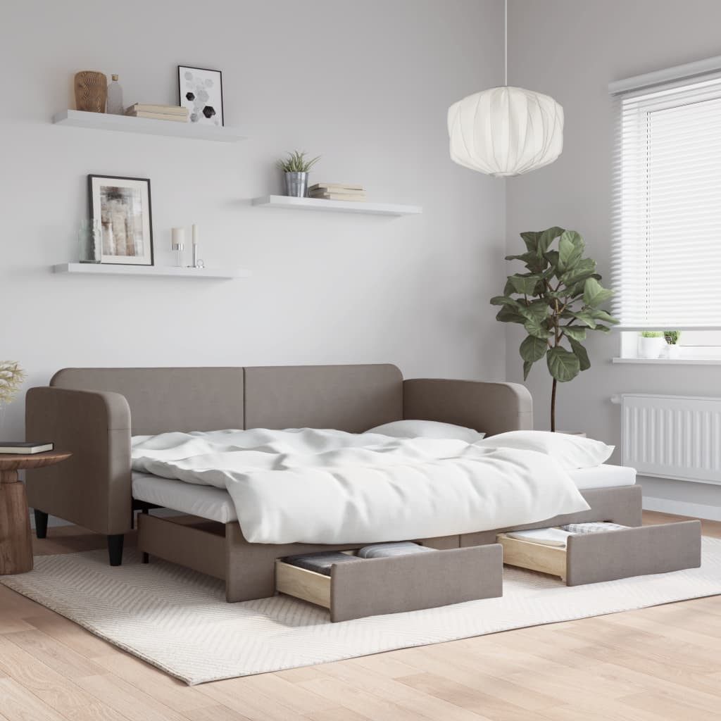 vidaXL Gästebett Gästebett Tagesbett Ausziehbar mit Schubladen Taupe 90x200 günstig online kaufen