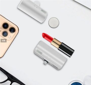 XDeer Mini Powerbank,ultrakompakte Powerbank,Tragbares Mini-Ladegerät für iPhone/huaiwei/xiaomi/Samsung/ Airpods/VR Powerbank Wireless Powerbank 4800 mAh, Ultrakompakt-Größe eines Lippenstifts, kein Kabel erforderlich, lässt sich leicht in Ihre Tasche oder Handtasche stecken