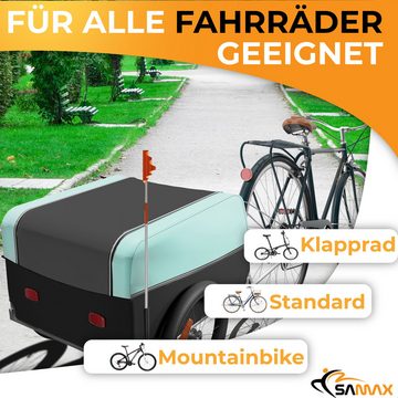 SAMAX Fahrradlastenanhänger Lastenanhänger Fahrradanhänger 120 Liter Türkis / Grau - Grey Edition