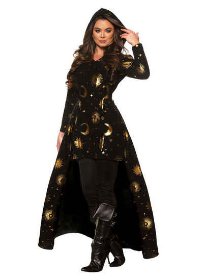 Underwraps Kostüm Magische Sterndeuterin Kostüm Wahrsagerin Kleid, Mystisches Kleid mit goldenen Ornamenten
