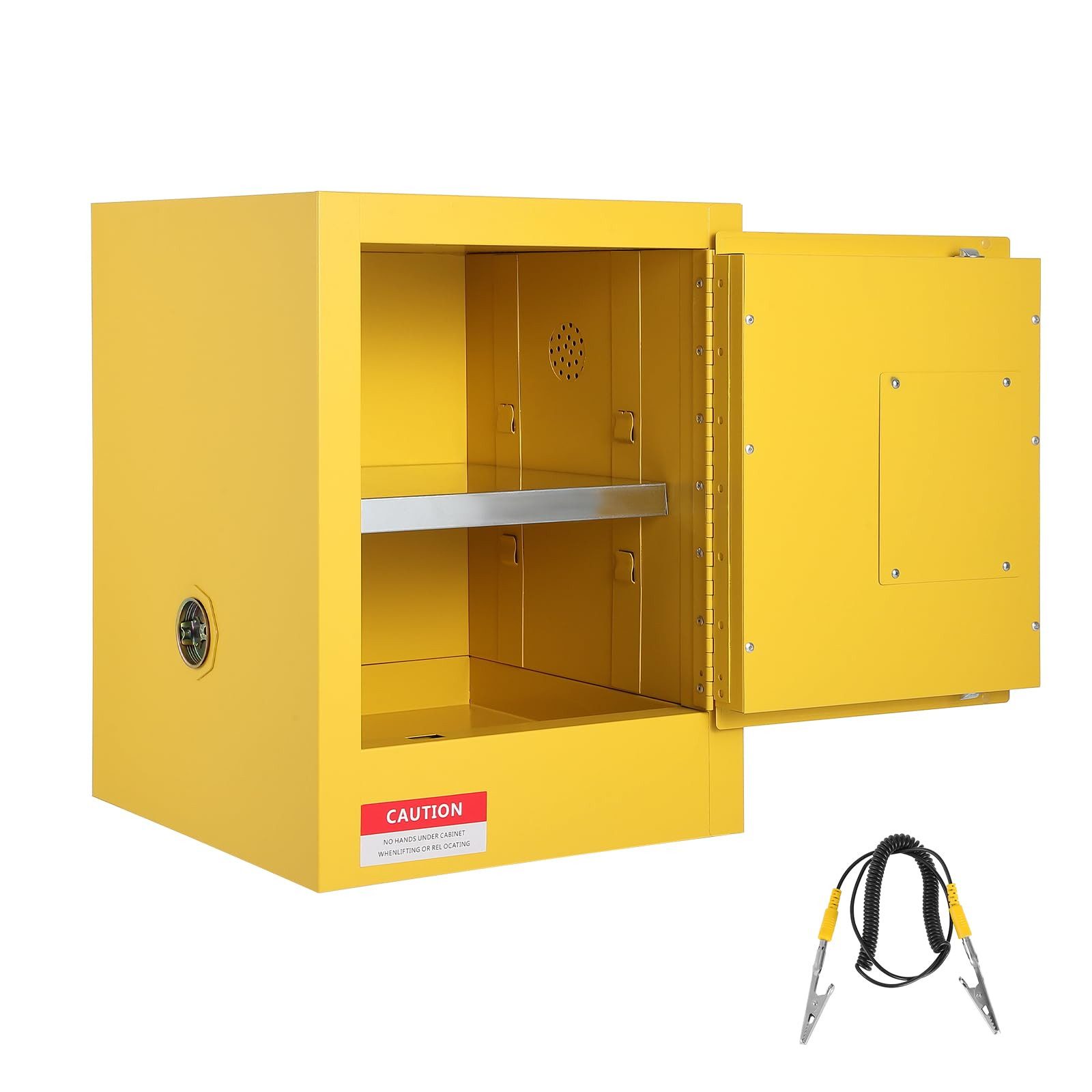 GarveeMore Werkzeugschrank Sicherheitsschrank aus Karbonstahl mit Auffangwanne & Belüftung, gelb abschließbar, ca. 7,6 L, 43,2 × 43,2 × 45,7 cm