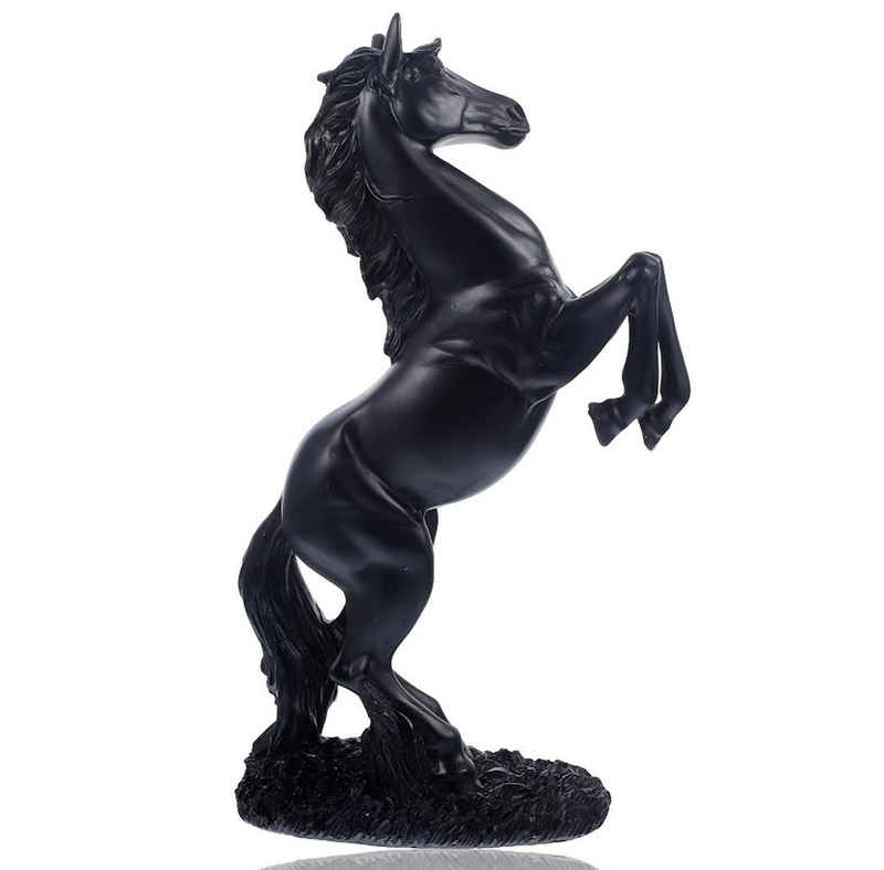BAYLI Skulptur Stehendes Pferd auf Sockel - Kunstharzstatue für Zuhause - Pferdestatu