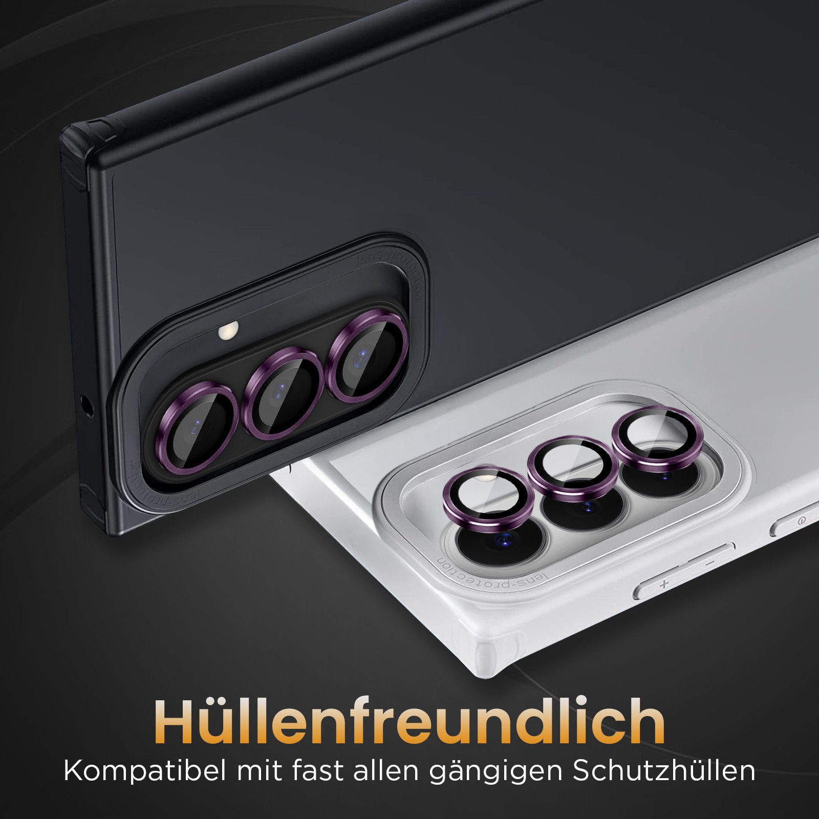 Tec-Expert Kameraschutzglas 9H Kameraglas Set in Dunkles Violett für Samsung Galaxy S26 für Samsung Galaxy S26, Linsenschutzglas Set, 1 Stück, Kameraschutz, Sch – Bild 4 von 5
