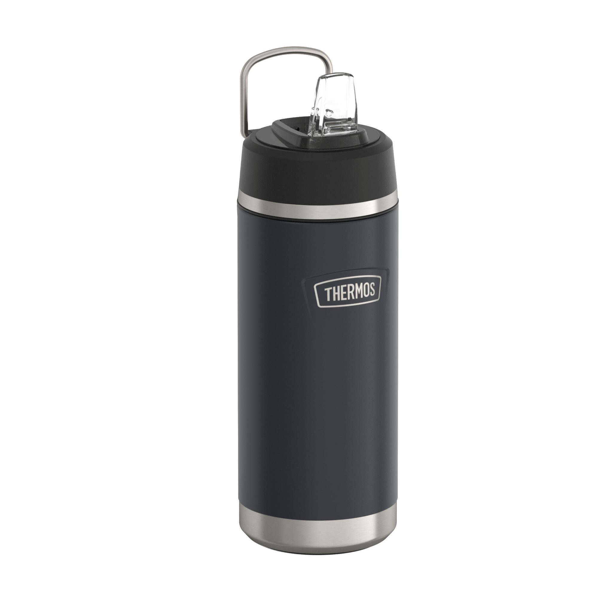 THERMOS Isolierflasche ICON WATER BOTTLE, Edelstahlkörper, spülmaschinenfest, 0,53l, 12h kalt, schappsicher mit einklappbarem Flip-Strohalm