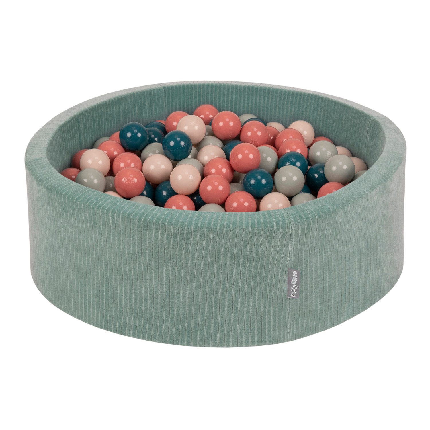 KiddyMoon Bällebad OK30VS, (Bällepool mit bunten Bällen, 200-tlg., abnehmbarer Bezug mit Reißverschluss), Schaumstoff-Bällebad mit Rippenstrickstoff in vielen Farben