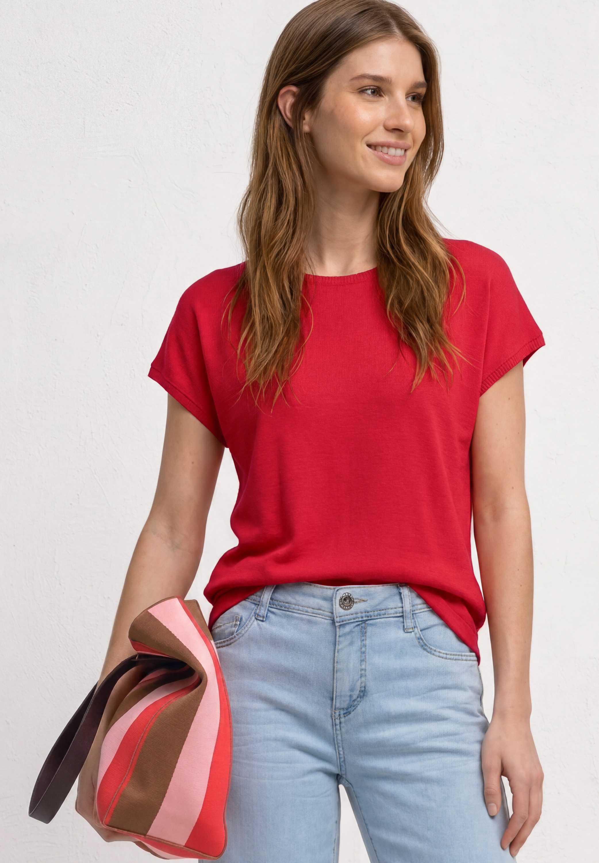 STREET ONE Kurzarmshirt Sommershirt aus Viskose mit Stretch