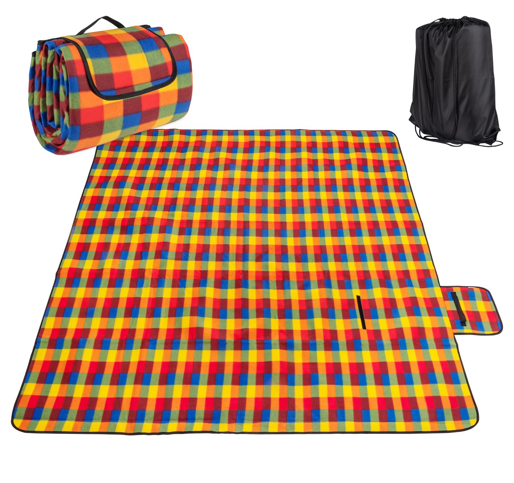 Picknickdecke Faltbar Fleece Stranddecke Camping-Decke 200x200cm Matte mit Rucksack, Homewit, Mit Aufbewahrungsbeutel, Wasserfeste Unterseite