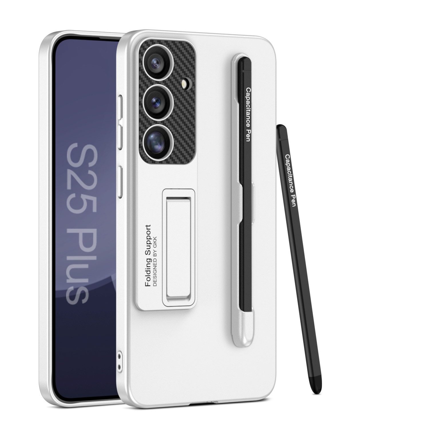 Handyhülle Für Samsung Galaxy S25 Plus GKK Hülle Stifthalterung + Stift Silber