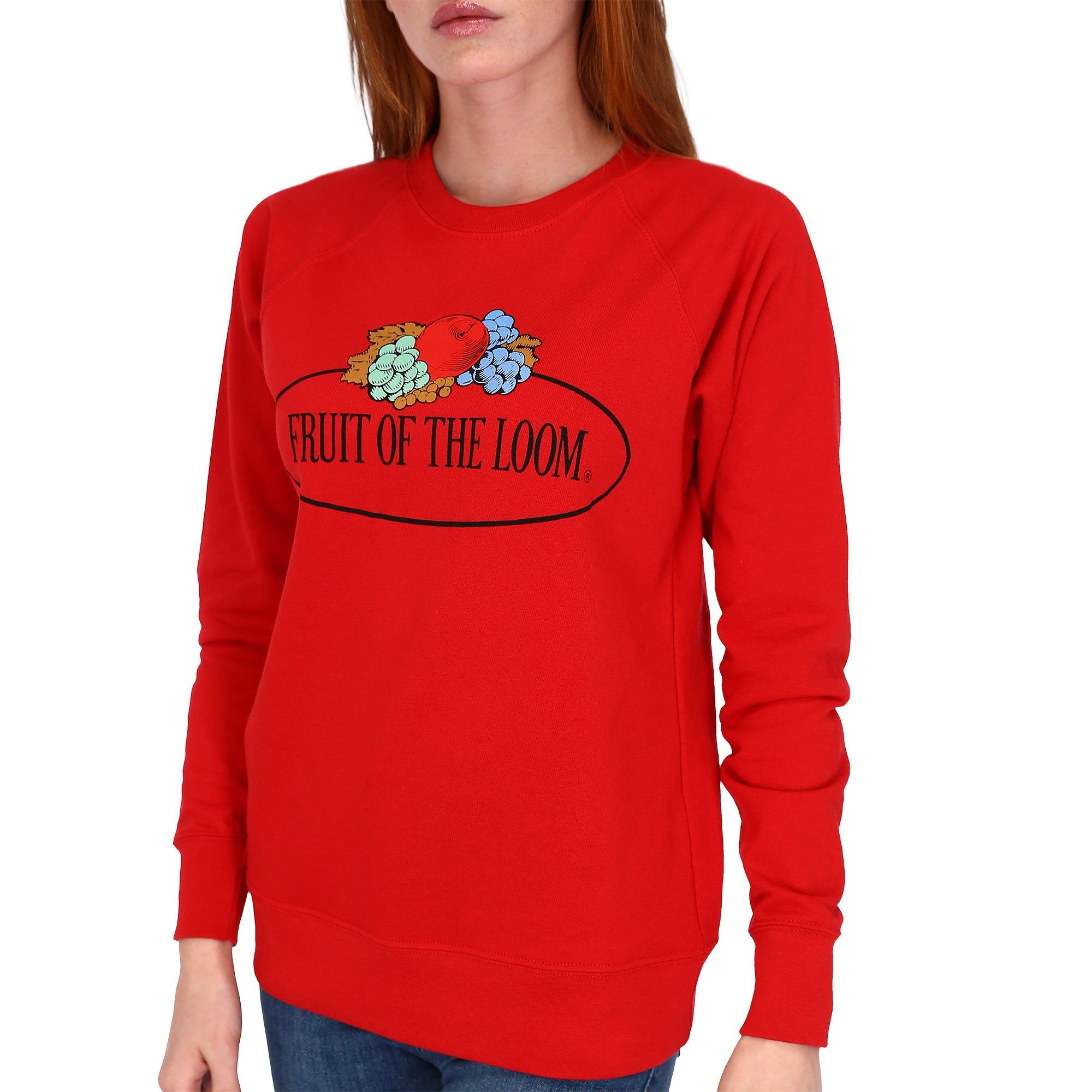 Damen rot Sweatshirt the Fruit Sweatshirt leichtes Vintage-Logo Loom of mit