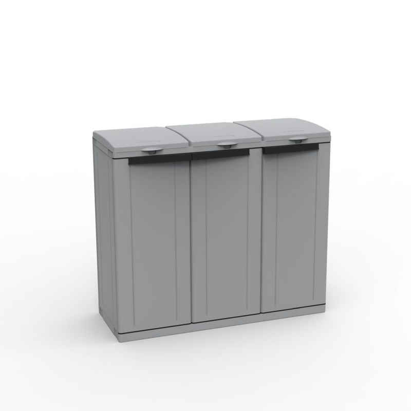 Kreher Mülltonnenbox EcoCab3 - XL Kunststoffschrank mit Müllsackhalter und 3 Klappdeckeln