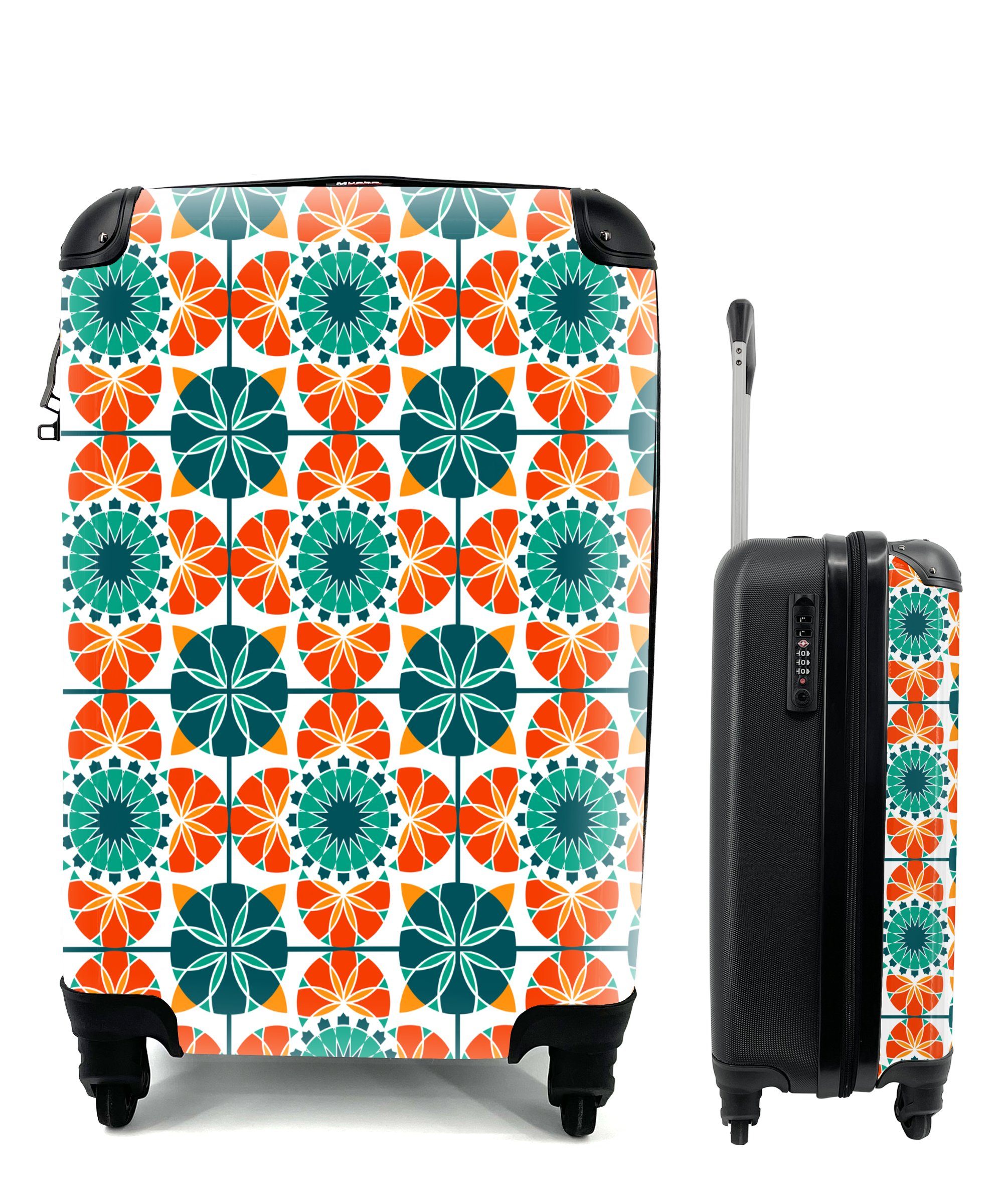MuchoWow Handgepäckkoffer Ein symmetrisches Muster aus dem marokkanischen Mosaik, 4 Rollen, Reisetasche mit rollen, Handgepäck für Ferien, Trolley, Reisekoffer | Handgepäck-Koffer