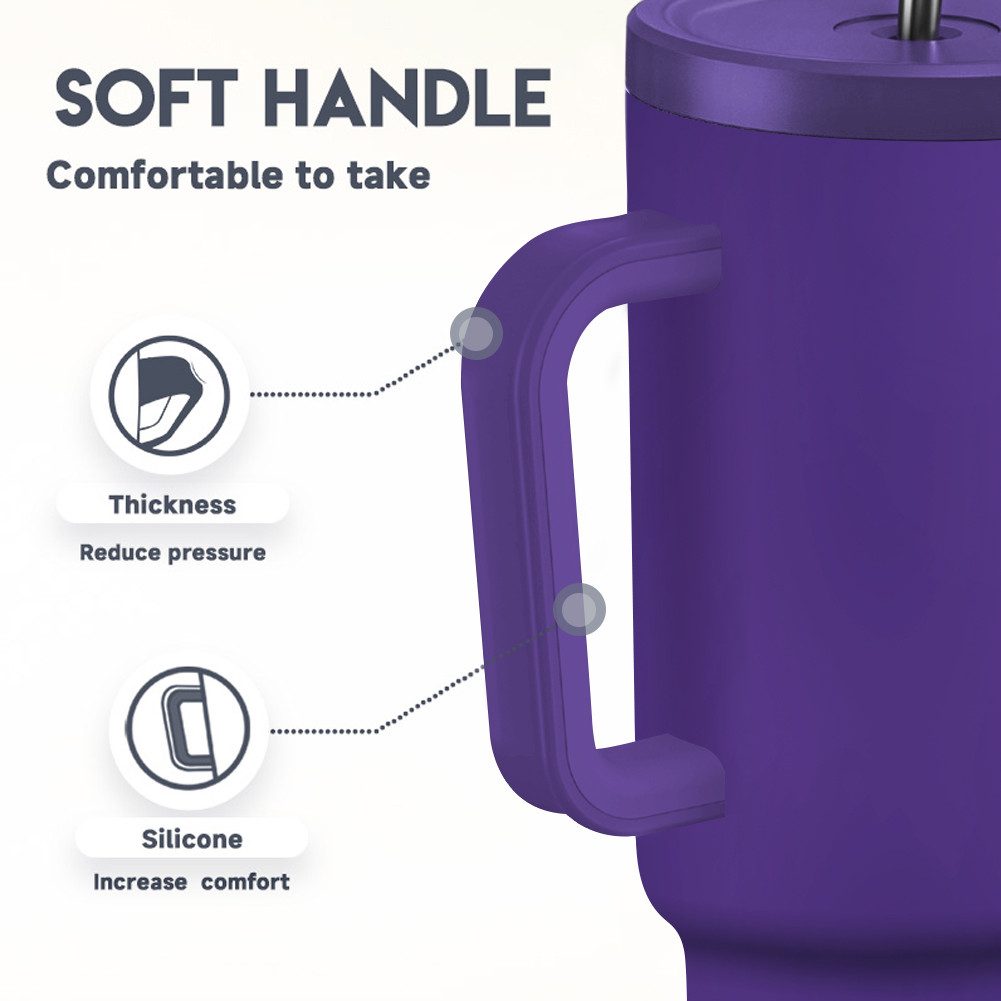 HT Thermobecher Trinkflasche mit Strohhalm 1.2L, Kühlt 11 Stunden - 34 Stunden Eisgekühlt - Kaffeebecher To Go