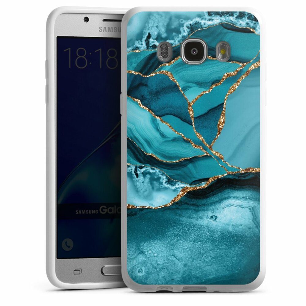 DeinDesign Handyhülle Edelstein Glitzer Look Marmor Eisblaue Marmor  Landschaft, Samsung Galaxy J5 Duos (2016) Silikon Hülle Bumper Case
