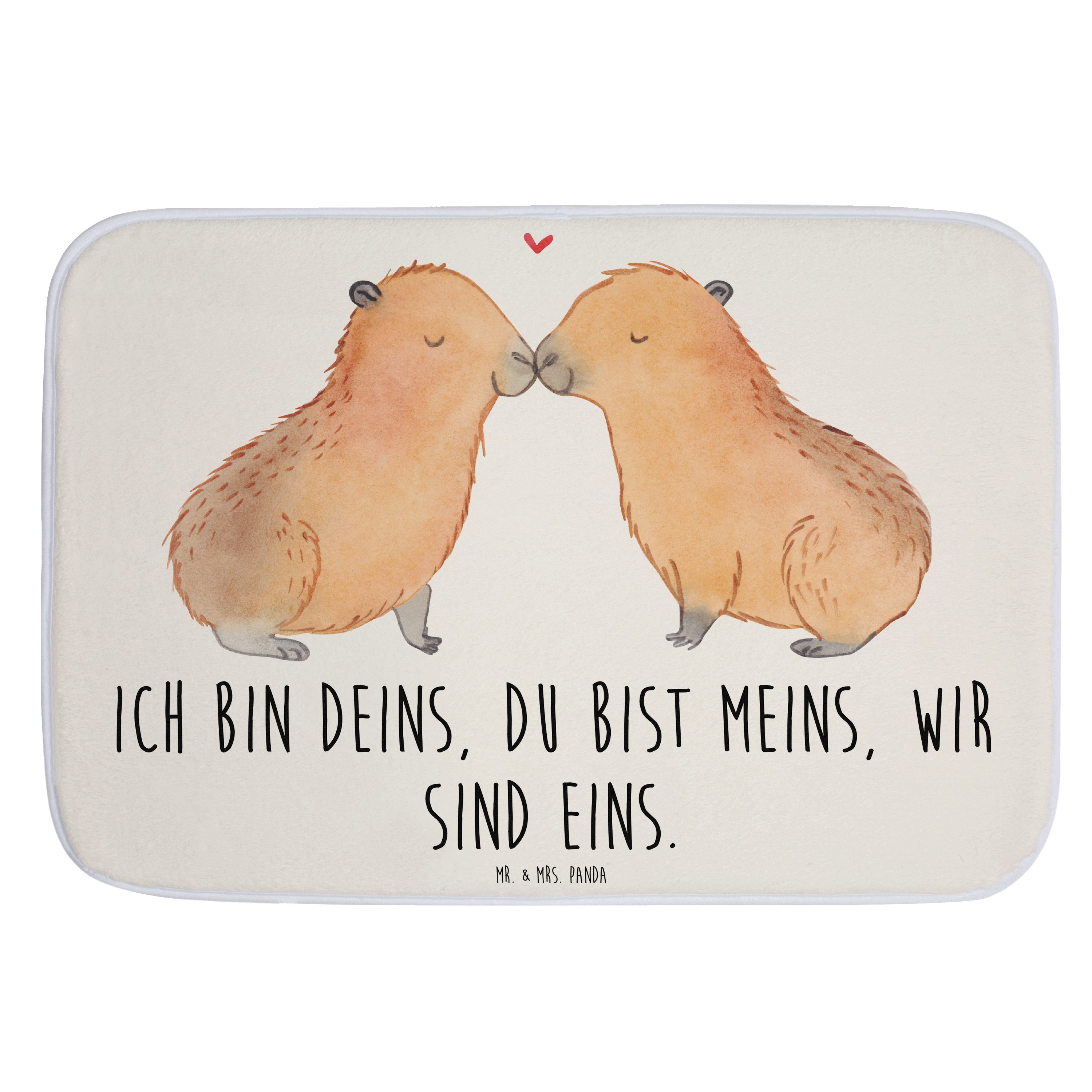 Badematte Capybara Liebe Weiß Geschenk, Duschmatte, lustige Sprüche