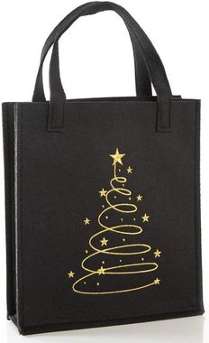 Logbuch-Verlag Geschenkbox 3 Weihnachtstaschen aus Filz mit Baum-Motiv 25 cm (3 St), aus Filz in schwarz mit goldfarbenen Christbaum und Stern