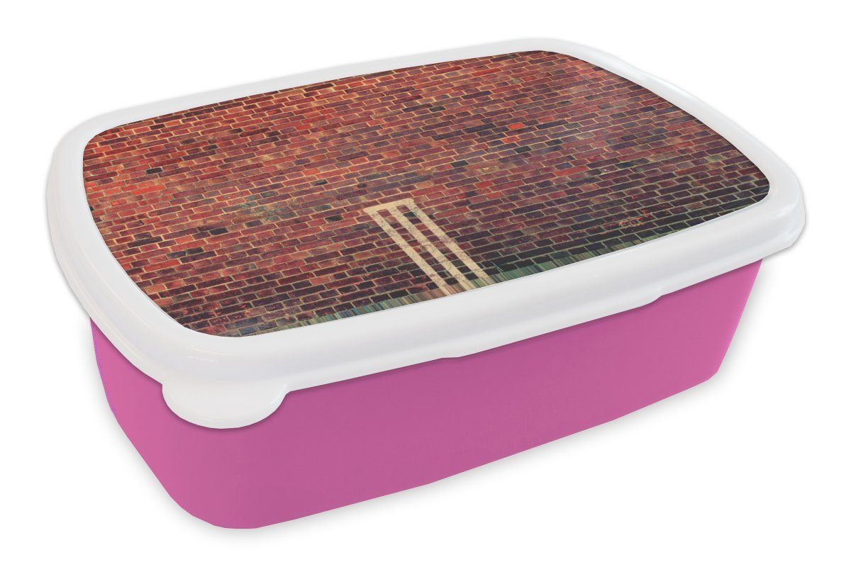 MuchoWow Lunchbox Grille - Stein - Mauer, Kunststoff, (2-tlg), Brotbox für Erwachsene, Brotdose Kinder, Snackbox, Mädchen, Kunststoff rosa | Lunchboxen