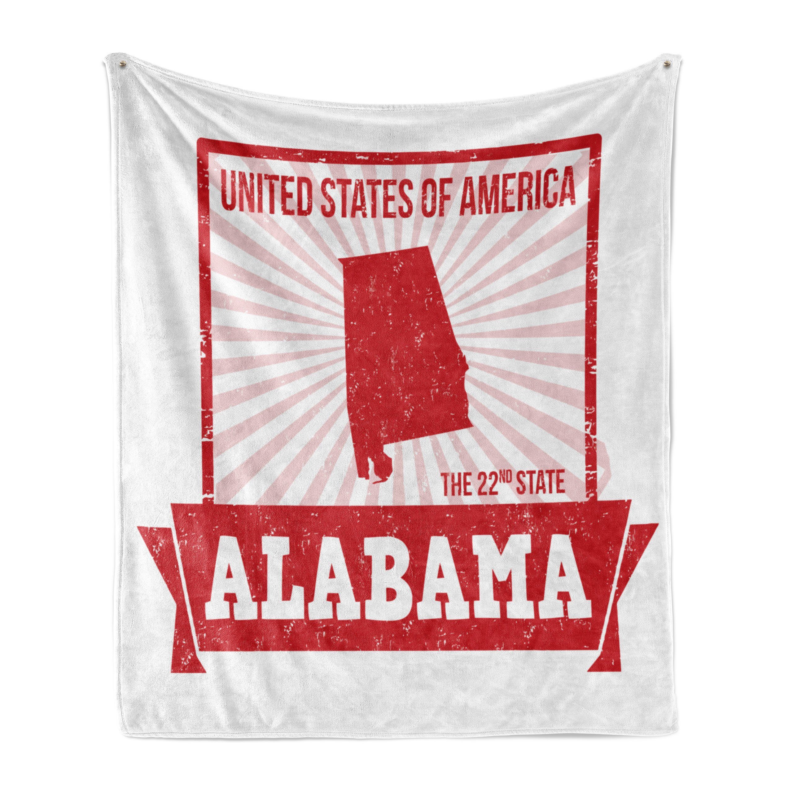 Wohndecke Gemütlicher Plüsch für den Innen- und Außenbereich, Abakuhaus, Alabama Grungy Theme State Map