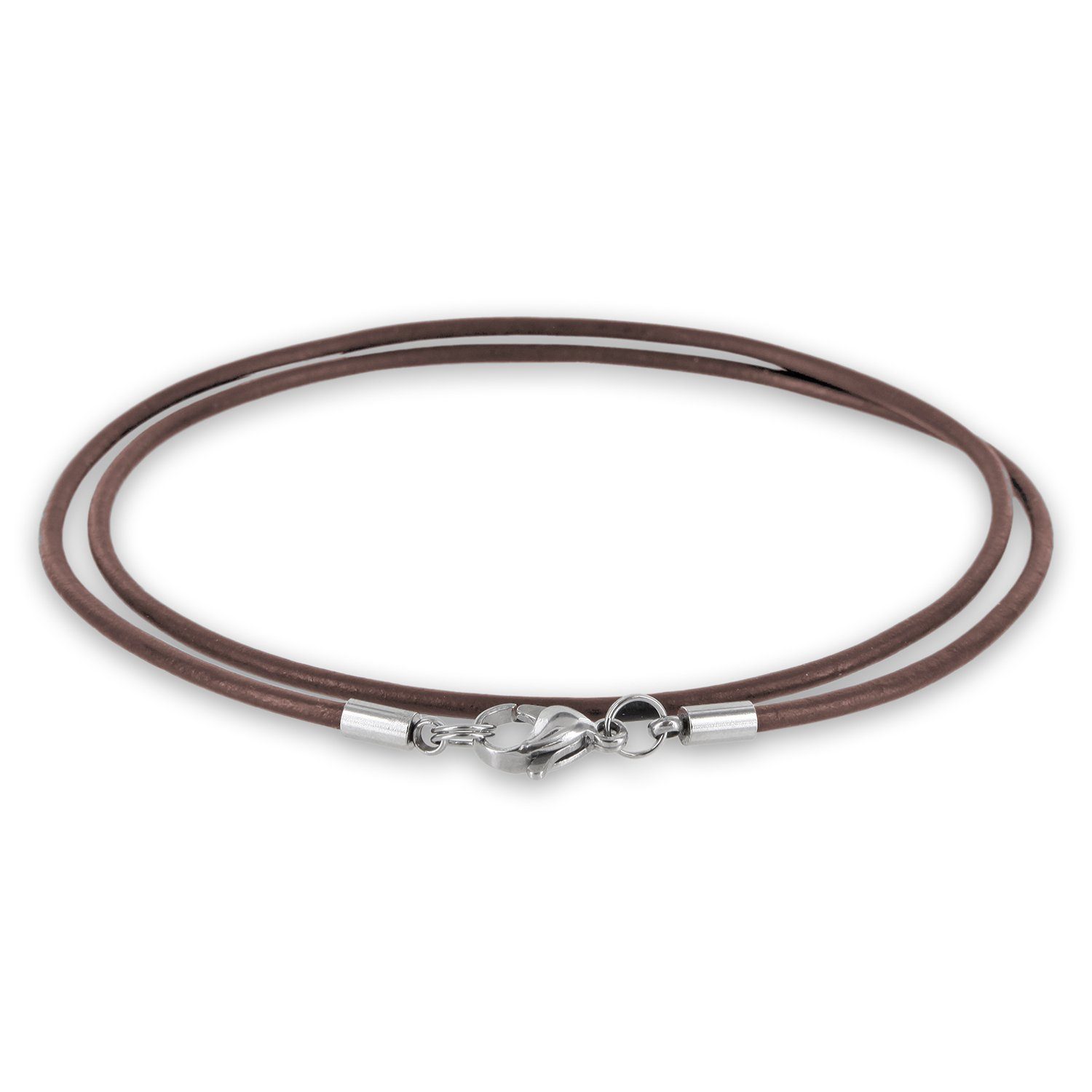 Auroris Lederband 2mm Echtleder Kette mit Edelstahl Karabinerverschluss (Farbe/Länge wählbar), Made in Germany