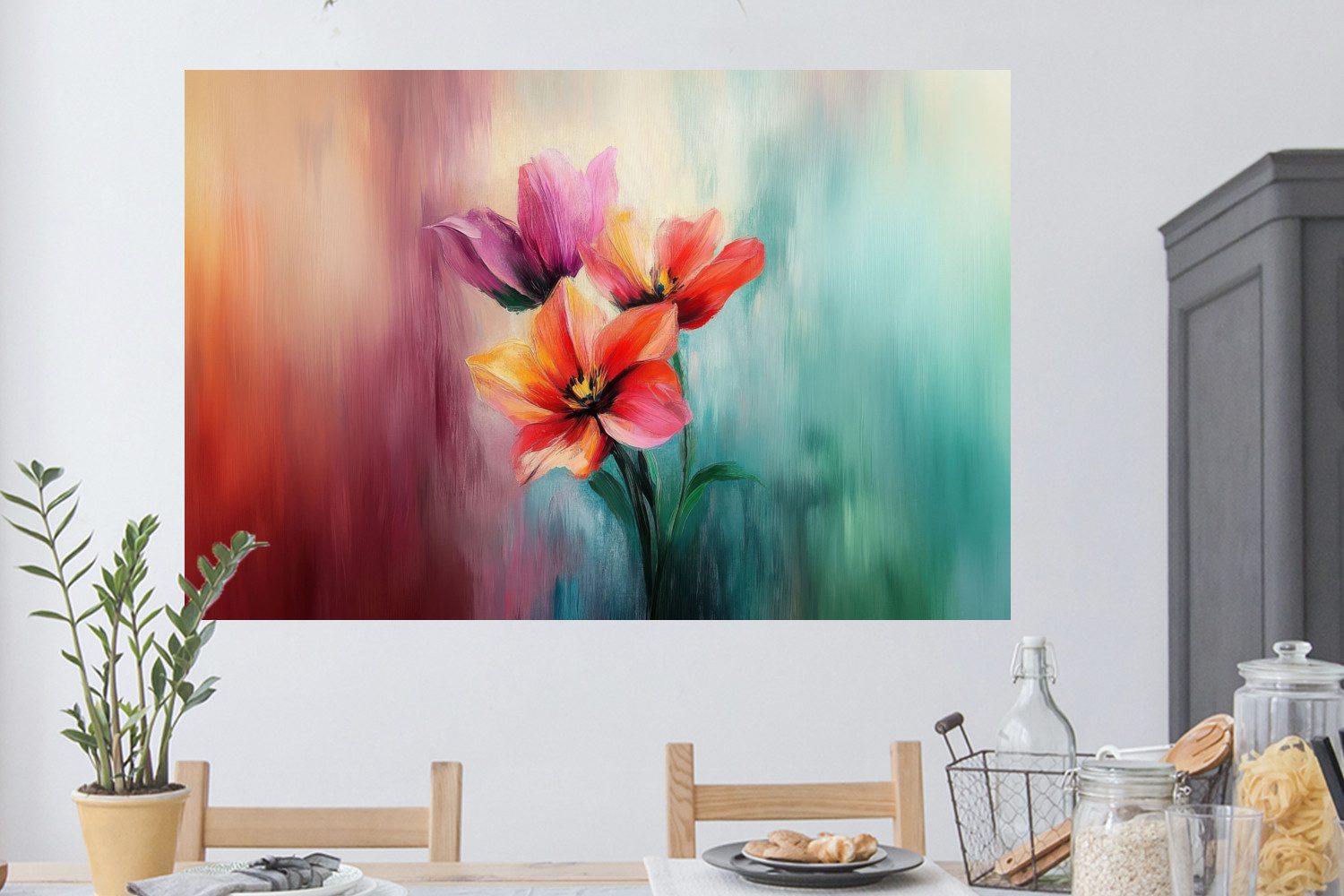 MuchoWow Wandsticker Tulpen - Lichtreflexe - Farbverlauf (1 St), Wanddeko, Aufkleber, Wandtattoo, 120x80 cm