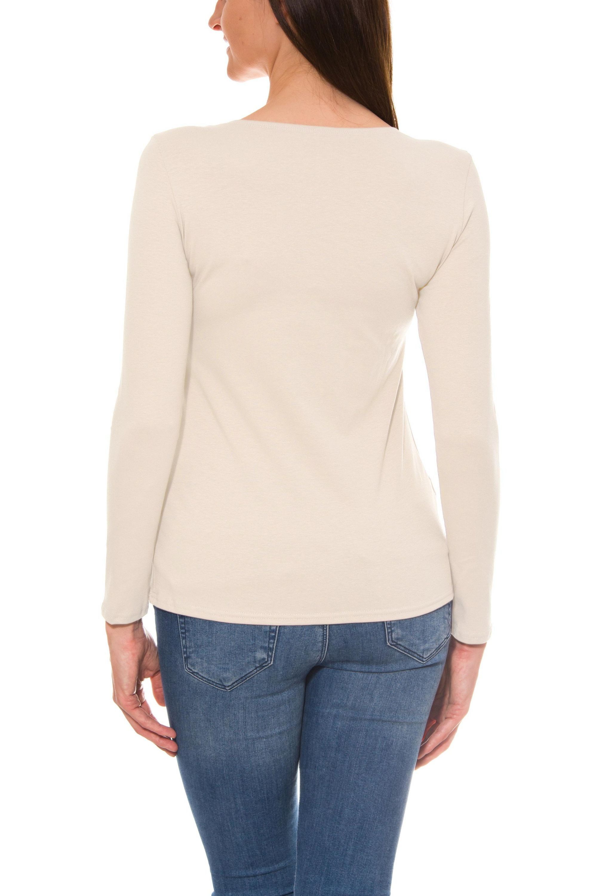 Alkato Longshirt Alkato Damen Langarm Shirt mit O-Ausschnitt