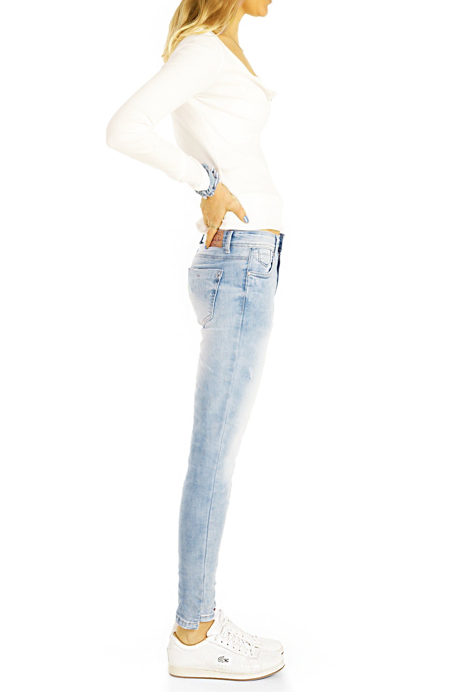 - Low mit Waist Jeans - j1m-1 styled be Skinny-fit-Jeans Stretch-Anteil, 5-Pocket-Style enge Damen Hüftjeans röhrige Stretch